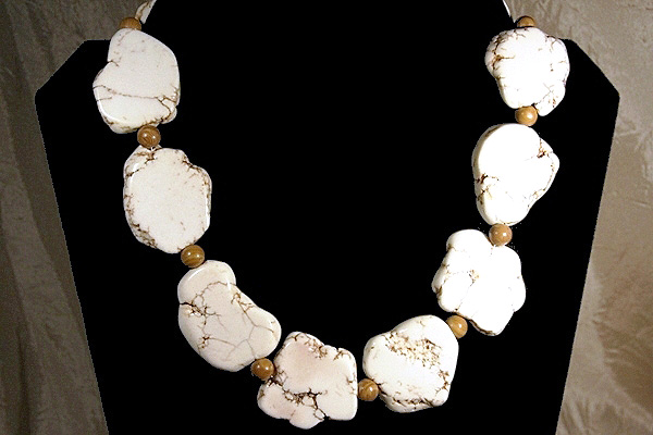 Chunky Natural White Turquoise Necklace XL