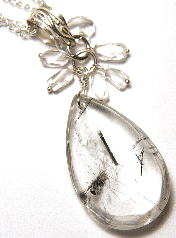 Hanging Chain and Rutilated Quartz Necklace