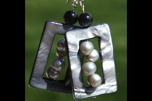 Contemporary Silver Perl Sterling Silver Earrings