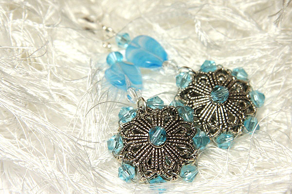 Ocean Blue Filigree Earrings