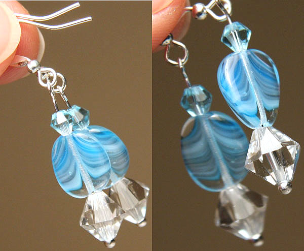 Petite Aqua Blue Wave Earrings