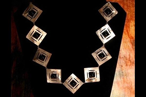 Sophisticated Black Onyx and Mother of Pearl Geometry