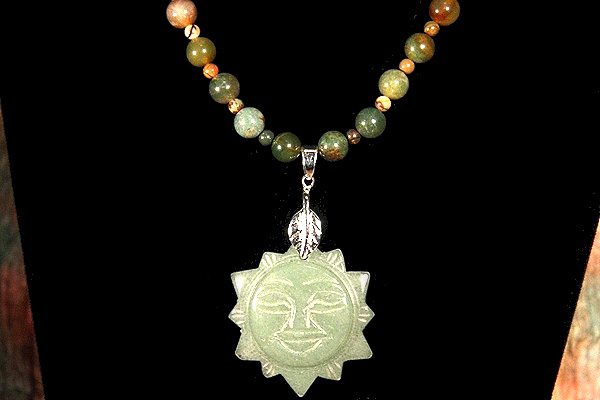 Green Jade Sun with Picture Jasper and Indian Agate