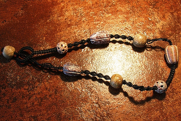 Contemporary Macrame with Carved Stones
