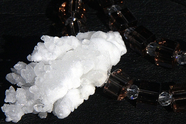 Smoky Quartz Necklace with an Extraordinary Calcite Crystal Cluster