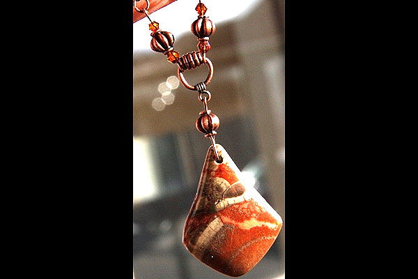 Paper and Copper Necklace with Ocean Jasper