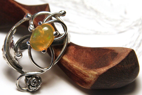 Exquisite Fire Opal Handcrafted Sterling Silver Ring