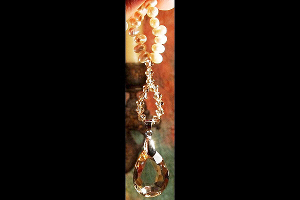 Gentle Champaign Pearls and Crystal Suncatcher