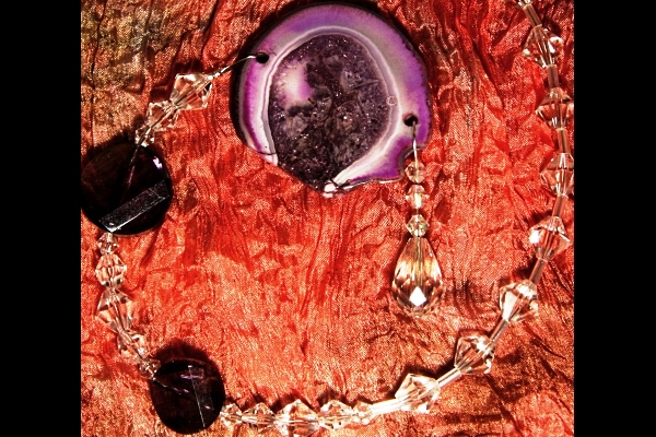 Purple Agate with Clear Crystal Drop Suncatcher