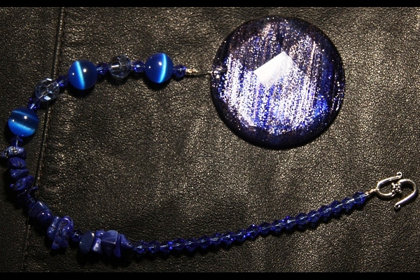 Cobalt Blue Sandstone with Lapis Lazuli and Cat`s Eye Suncatcher