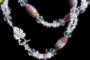 KapKa Design Amethyst and Purple Jasper Gemstone Necklace