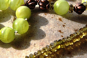 KapKa Design Peridot Gemstone Necklace with Apple Green Banded Agate