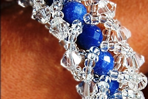 KapKa Design Intricately Weaved Blue Sapphire & Swarovski Crystal Bracelet