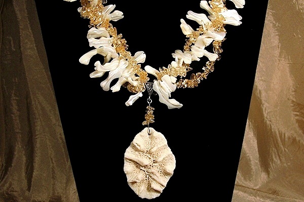 Wild Coral and Citrine Organic Necklace XL