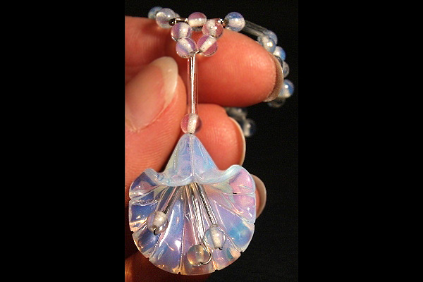 Fine Opalite Flower with Clear Glass Filaments