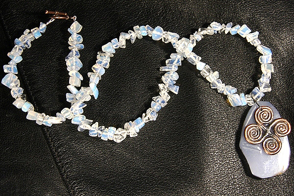 Oxidized Copper and Blue Chalcedony Harmony Opalite Necklace