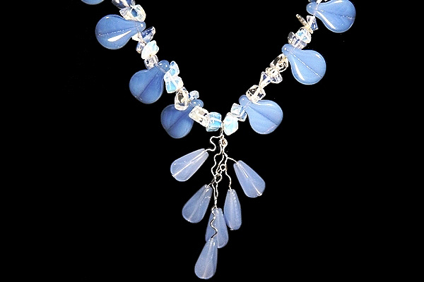 Blue Cornflower Summer Opalite Necklace