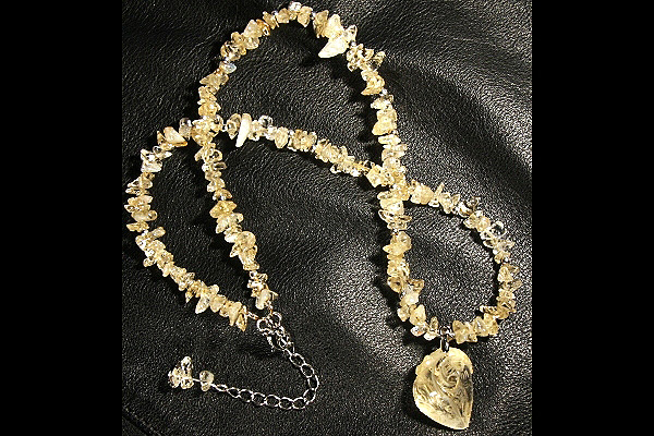 Carved Citrine Gemstone Necklace