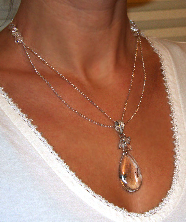 Hanging Chain and Rutilated Quartz Necklace