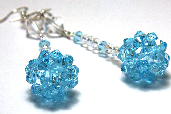 Aqua Crystal Ball Earrings