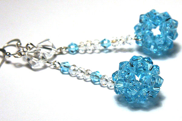 Aqua Crystal Ball Earrings