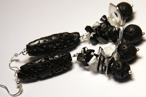 Raw Black Lava Stone Earrings