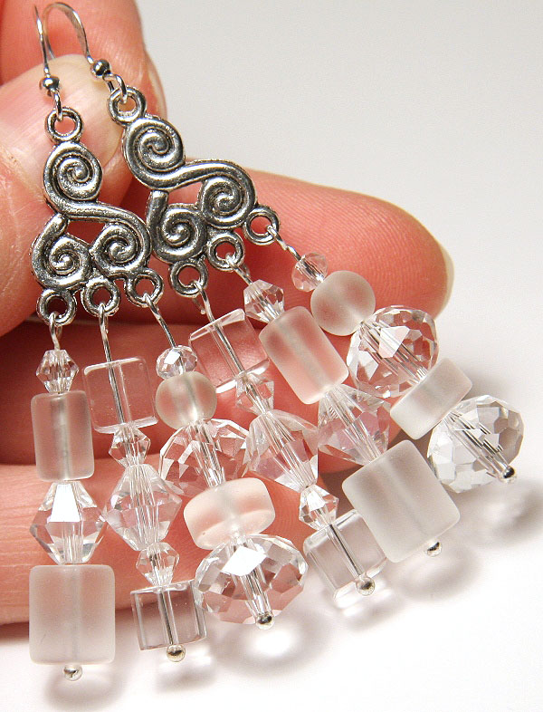 Clear Icy Crystal Earrings 
