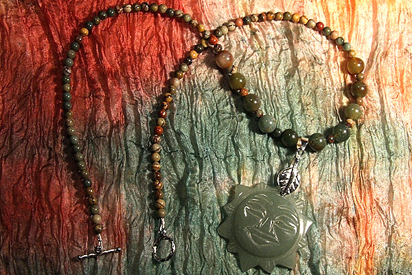 Green Jade Sun with Picture Jasper and Indian Agate