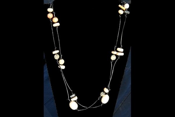 Beautiful Natural Jasper Stones on XL Black Leather Necklace