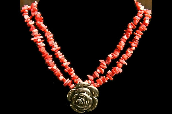 Bronze Rose Pink Coral Dual Necklace