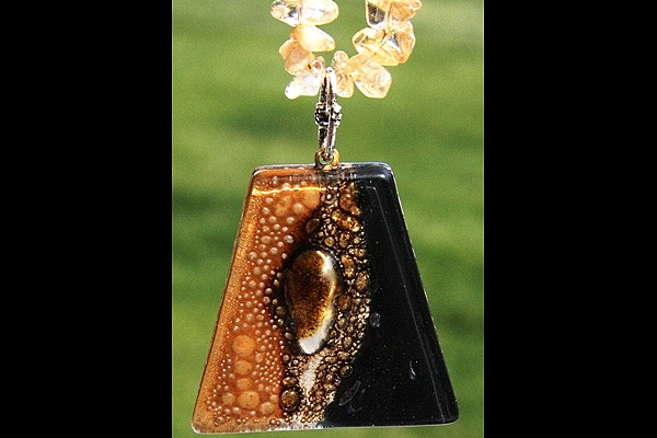 Citrine Quartz Necklace with Caramel Fused Glass