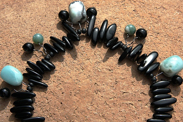 Original Onyx and Amazonite Freeform Necklace