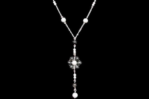 Bronzite Flower Silver Necklace