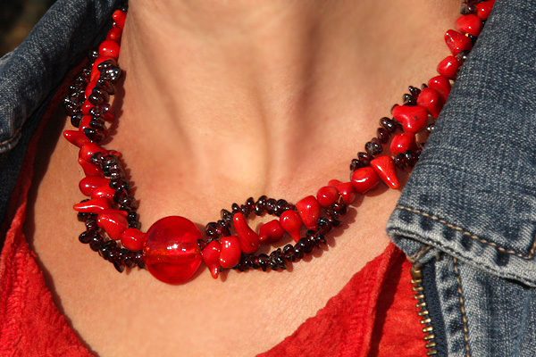 Triple RED Garnet necklace