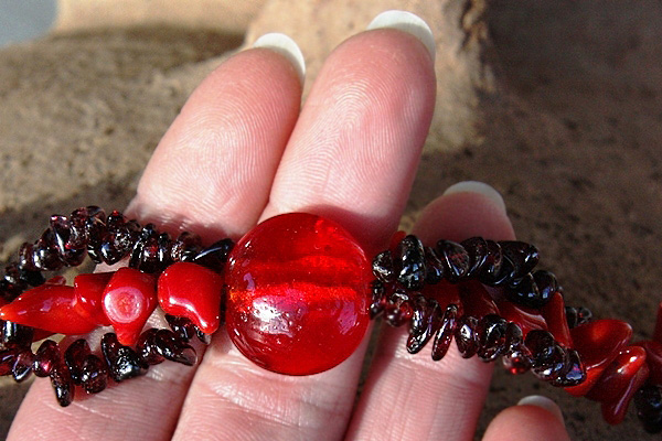 Triple RED Garnet necklace