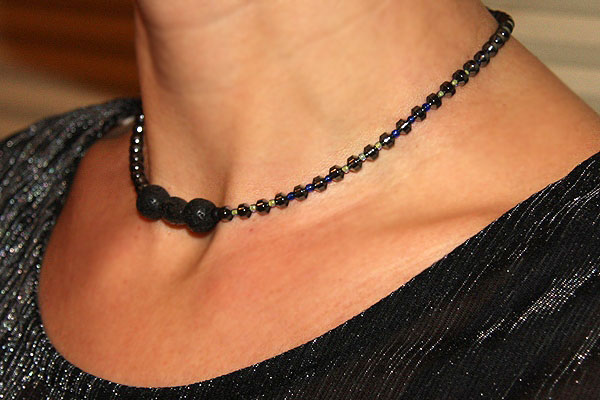 Dark Lava Stone Metallic Necklace