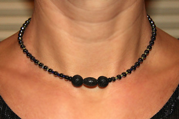 Dark Lava Stone Metallic Necklace