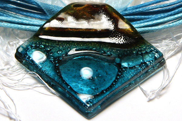 Aquamarine Artistic Fused Glass Necklace