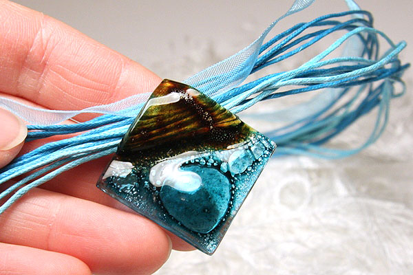 Aquamarine Artistic Fused Glass Necklace