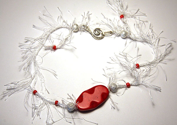 Silky Soft Red and White Necklace 