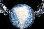Frosted Blue Agate Gemstone Disc Necklace with Enormous Swarovski Rondelles