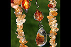 Citrine and Amber Silver Leaf Murano Glass Ball Sterling Silver Earrings