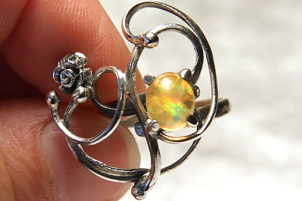 Beautiful Fire Opal Handcrafted Sterling Silver Ring