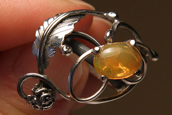 Exquisite Fire Opal Handcrafted Sterling Silver Ring
