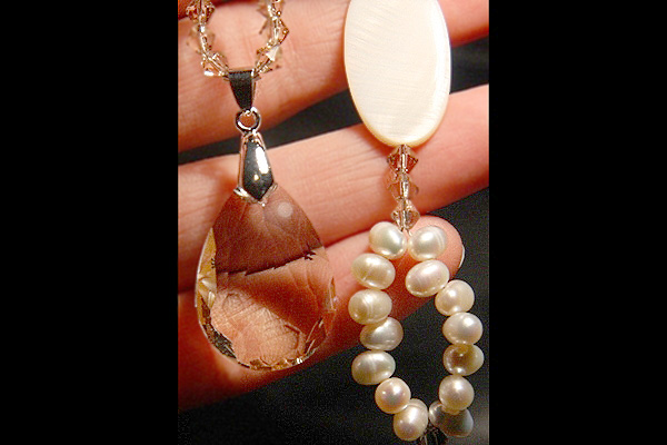 Gentle Champaign Pearls and Crystal Suncatcher